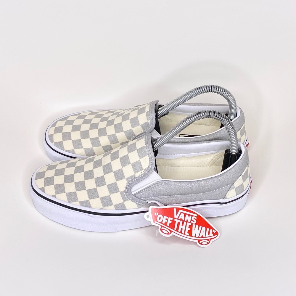 New Vans Silver Checkered slip on